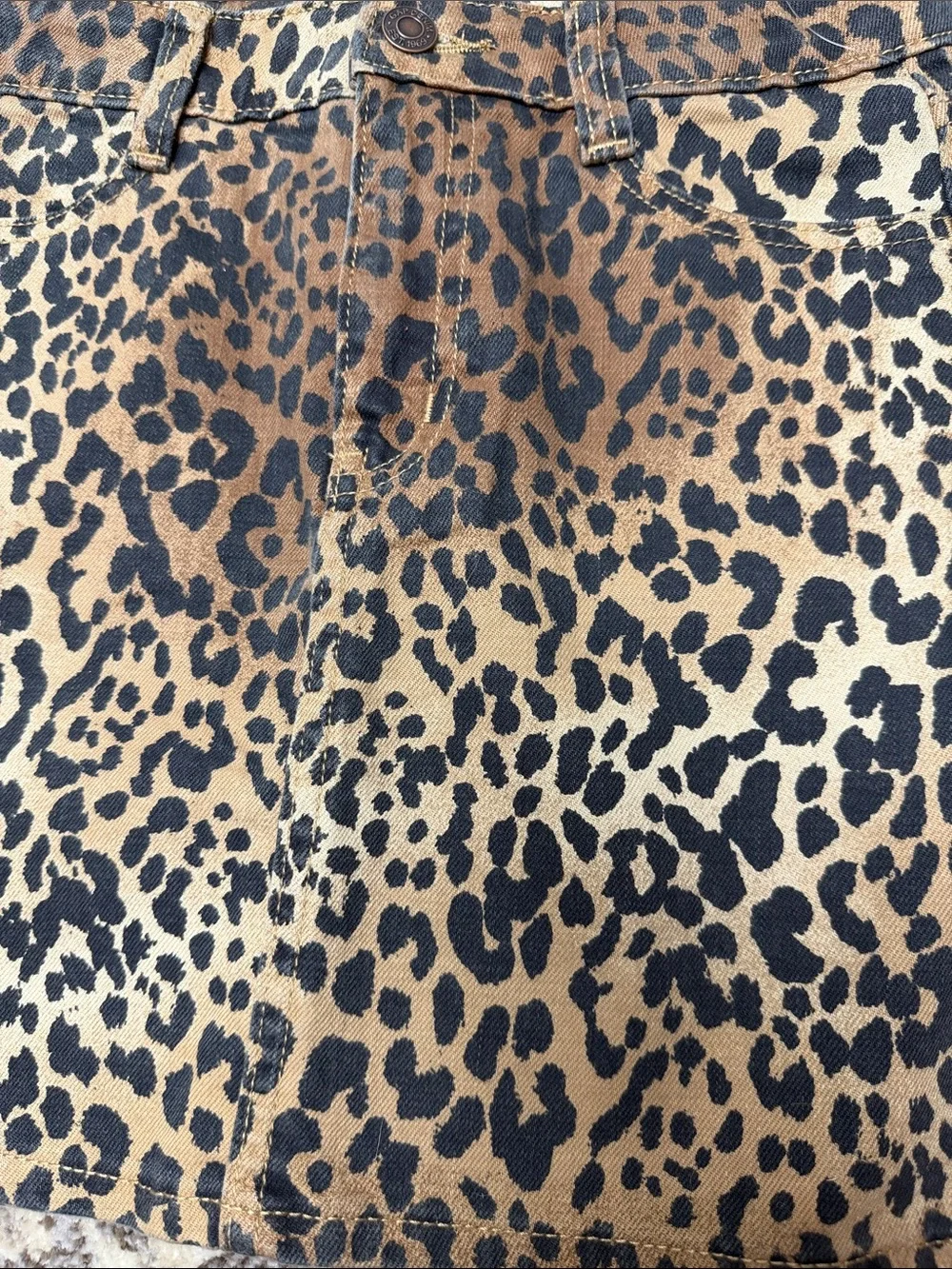 GAP Leopard Print Denim Mini Skirt - Brown & Black